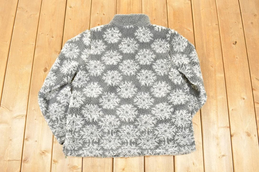 Vintage 1990s Denim And Co AOP Floral Quarter Zip Fleece Outdoorsman Sweater Women's L