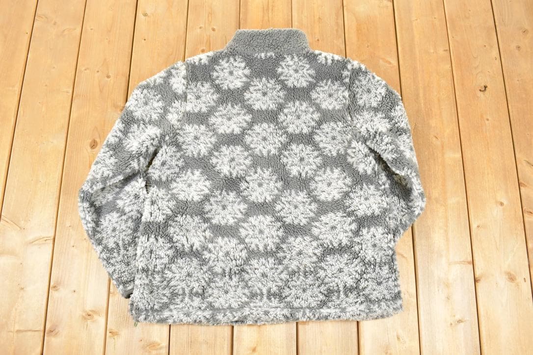 Vintage 1990s Denim And Co AOP Floral Quarter Zip Fleece Outdoorsman Sweater Women's L