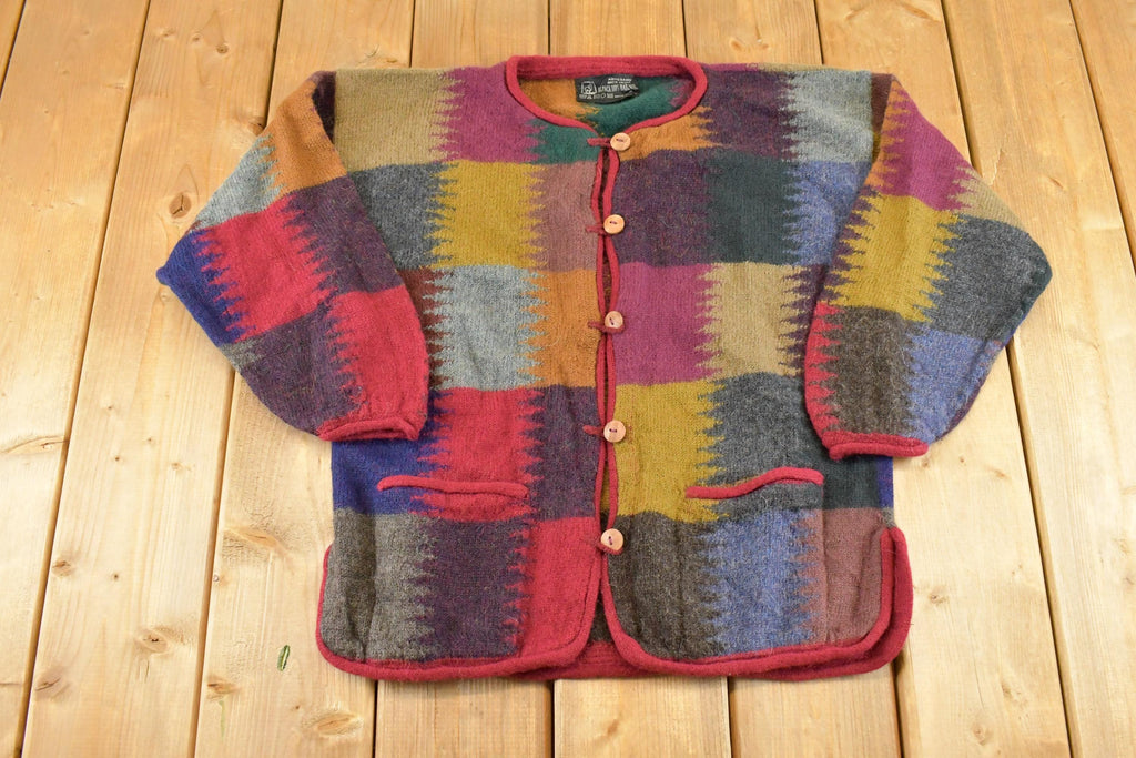 Vintage 1990s Alpaca Wool Knit Cardigan Sweater Women's M /