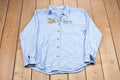 Vintage 1990s Desert Safari Embroidered Denim Button Up Shirt
