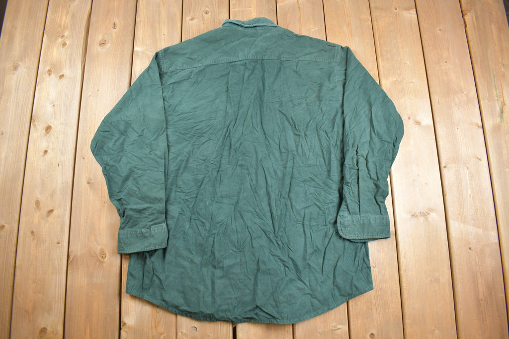 Vintage 1990s M Fine & Sons Blank Green Button Up Shirt