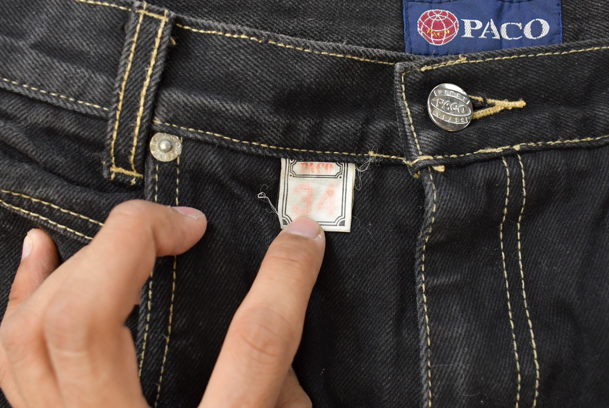 Vintage Y2K Paco Baggy Denim Jeans Men's 34 x 32 / American Vintage Jeans / Sun Faded / Streetwear / Vintage Pants / Plated / Black Jeans