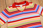 Vintage 1990s Talbots Rainbow Striped V-Neck Collared Sweater