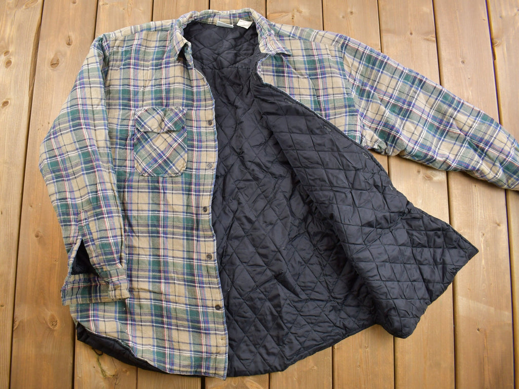 Vintage 1990s Lined Plaid Button Up Flannel Shirt