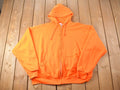 Vintage 1990'S Orange Blank Hoodie Thermal Lined Sweatshirt