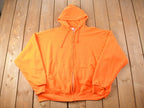Vintage 1990'S Orange Blank Hoodie Thermal Lined Sweatshirt