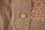 Vintage 1990s Alexandra Bartlett Embroidered Pattern Women's Linen Button Up Shirt