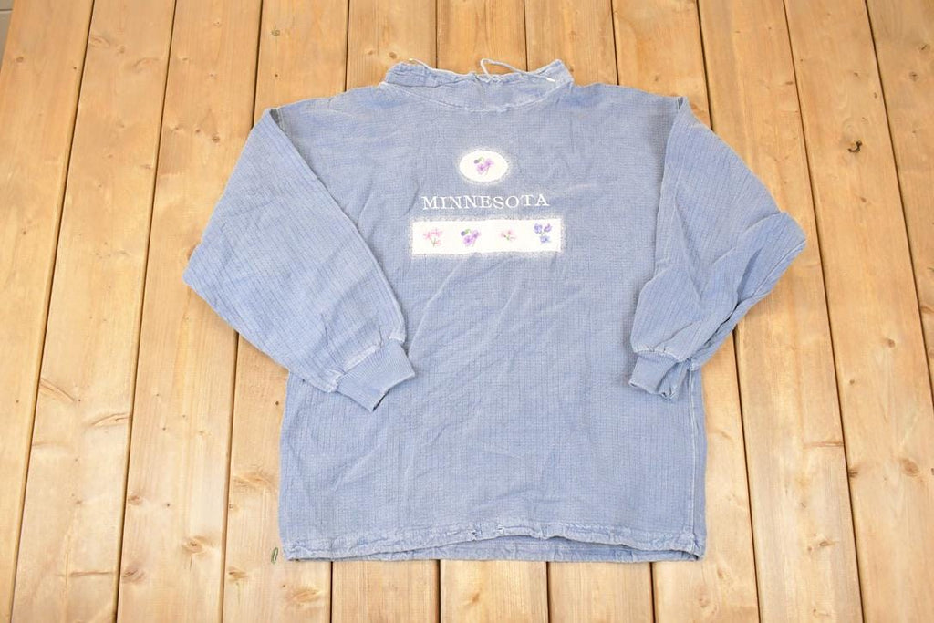 Vintage 1990s Art Unlimited Minnesota Embroidered Floral Crewneck Sweatshirt Womens L