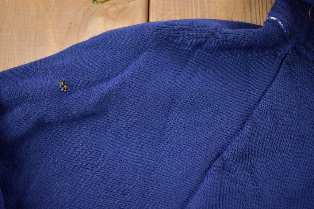 Vintage 1990s Blank Blue Thermal Lined Zip Up Hoodie