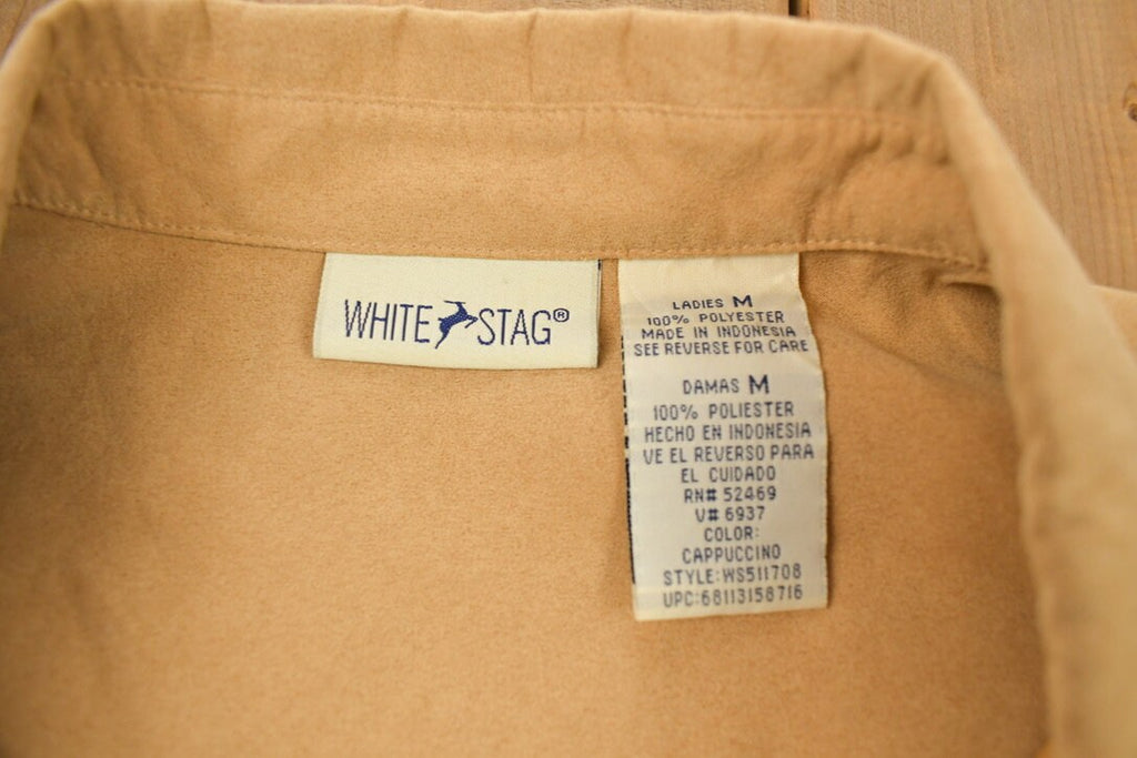 Vintage 1990s Women's White Stag Blank Button Up Shirt
