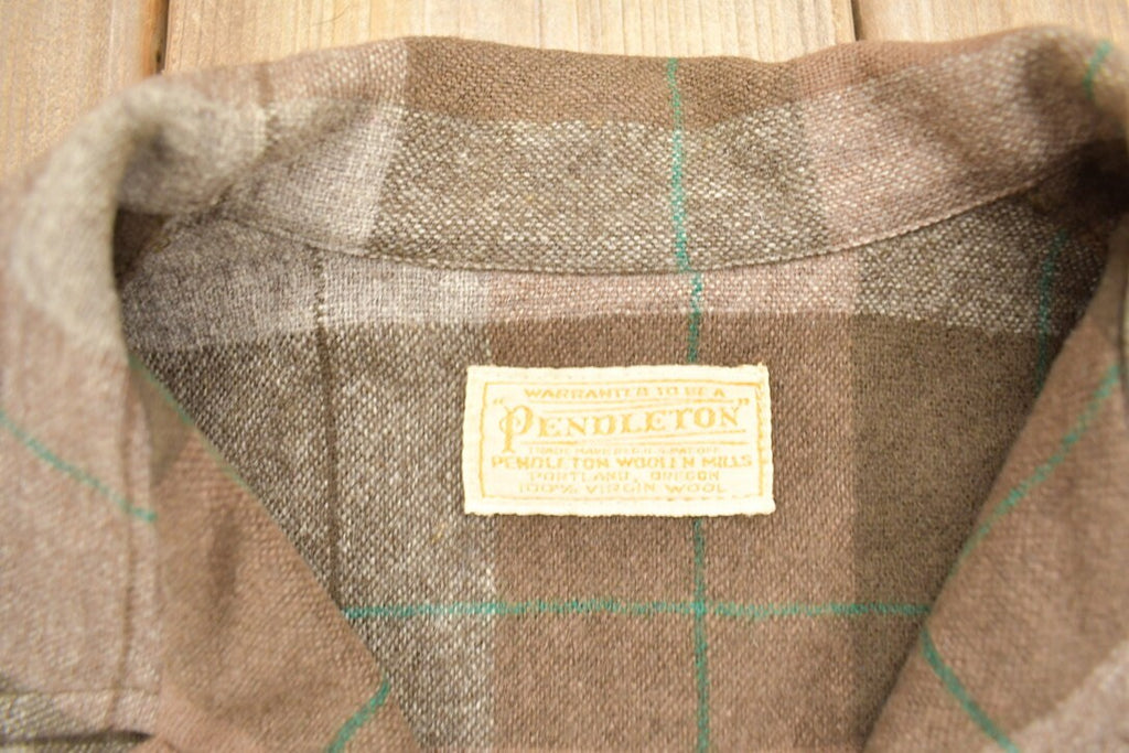 Vintage 1970s Pendleton Plaid Button Up Blazer Shirt