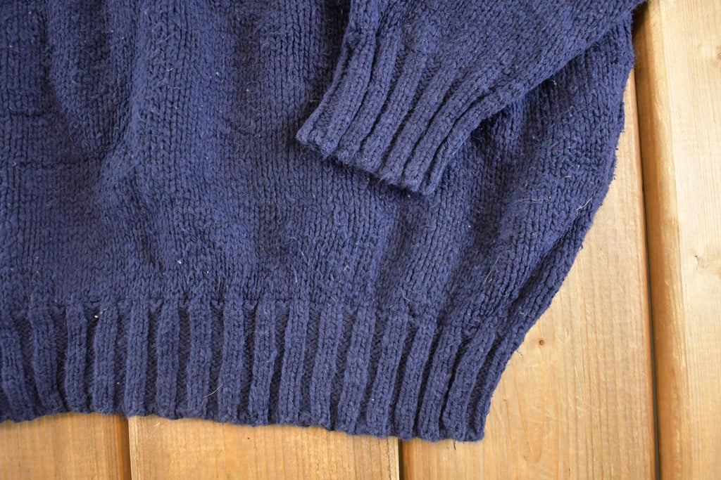 Vintage 1990s LL Bean Cable Knit Crewneck Sweater Men's S / Abstract Pattern 3D Knitted Sweatshirt