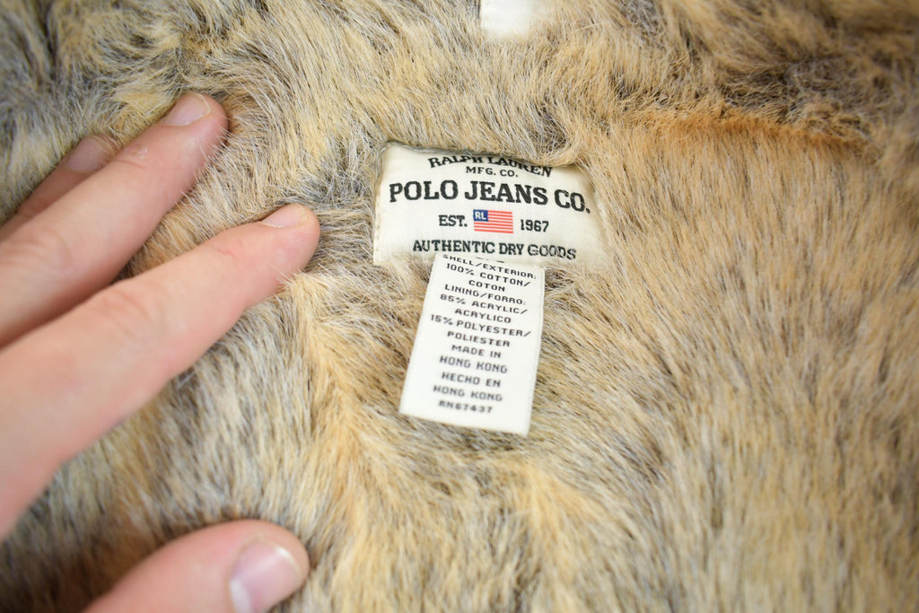 Vintage 1990s Polo Jeans Fur Lined Embroidered Sweater Vest