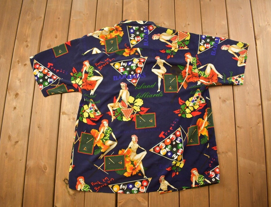 Vintage 1990s Koman Sport Hula Girl Button Up Shirt