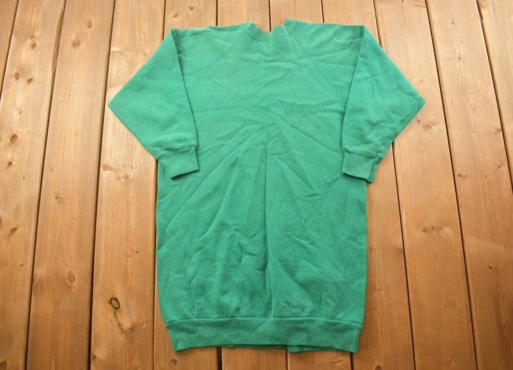 Vintage 1990s Long Green Blank Crewneck Sweatshirt