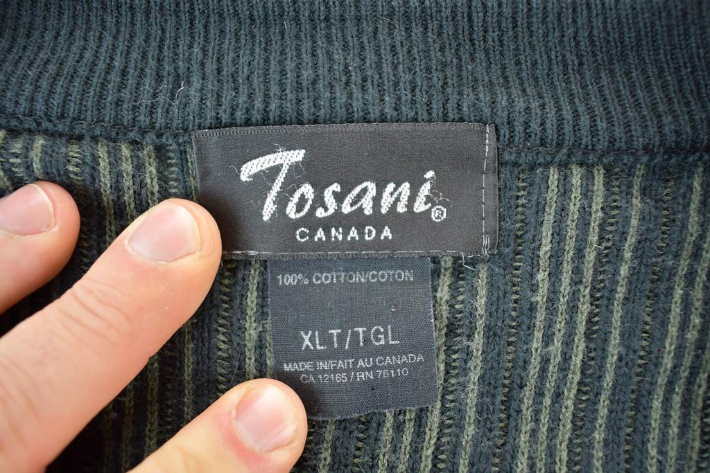 Vintage 1990s Tosani Cable Abstract Knit Perfect Mild Distress Cardigan Sweater Made In Canada