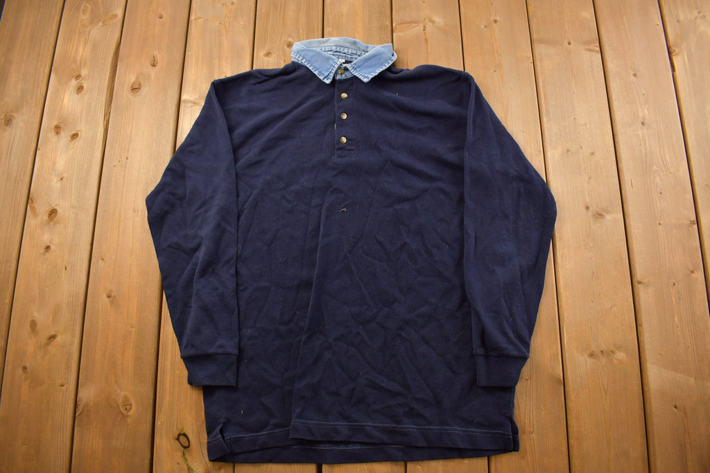 Vintage 1990s Sauce By Berne Blank Collard Sweatshirt