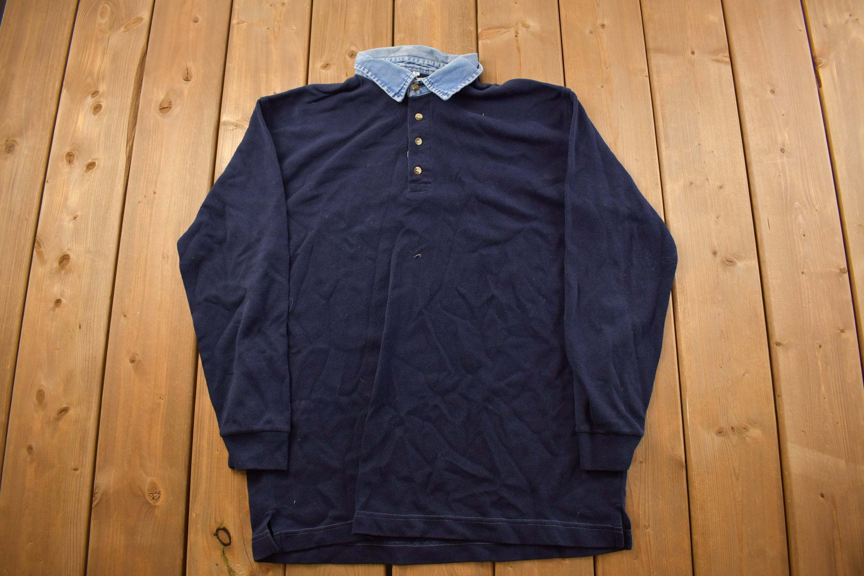 Vintage 1990s Sauce By Berne Blank Collard Sweatshirt