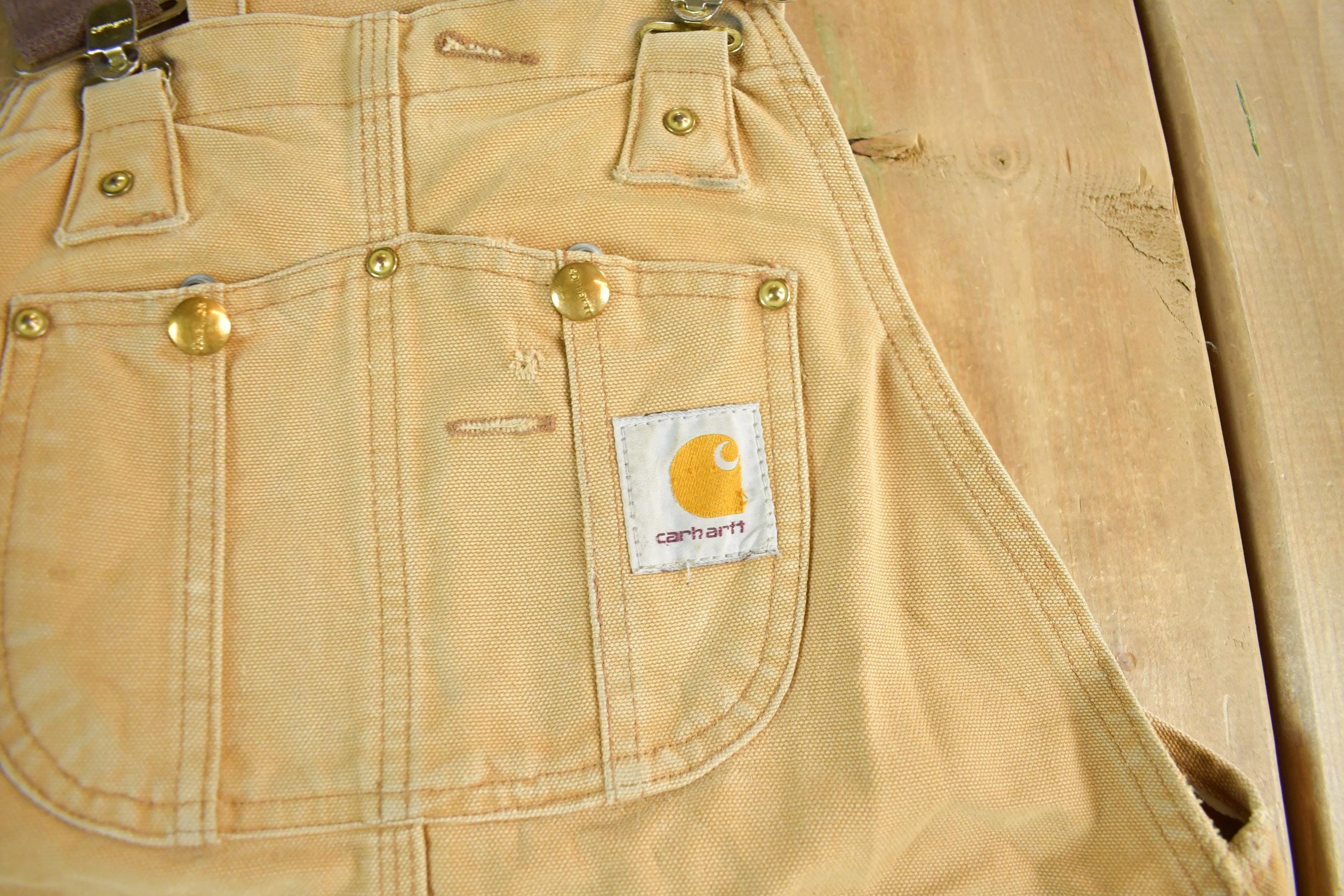 Vintage 1990s Carhartt Double Knee Canvas Overalls Size 33 x 29