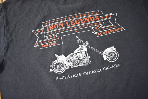 Vintage 1990s Iron Legends Smiths Falls Ontario Canada Single Stitch Biker Graphic T Shirt Made In Canada
