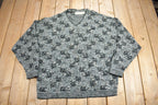 Vintage 1990s Natural Exchange Knit V-Neck Sweater