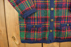 Vintage 1990s Northern Isles Plaid Knit Cardigan Sweater