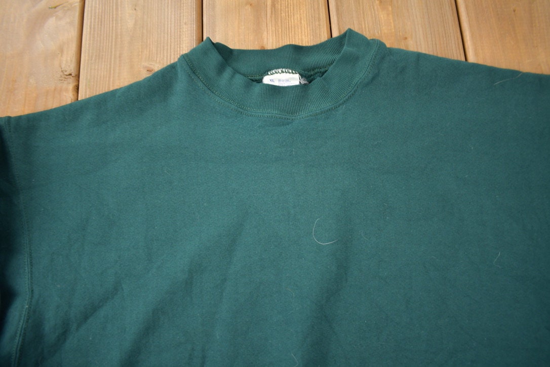 Vintage 1990s Blank Green Crewneck Sweatshirt Size XL