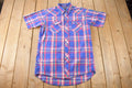 Vintage 1990s Wrangler Cowboy Cut X Long Tails Western Style Pearl Snap Button Up Plaid Shirt