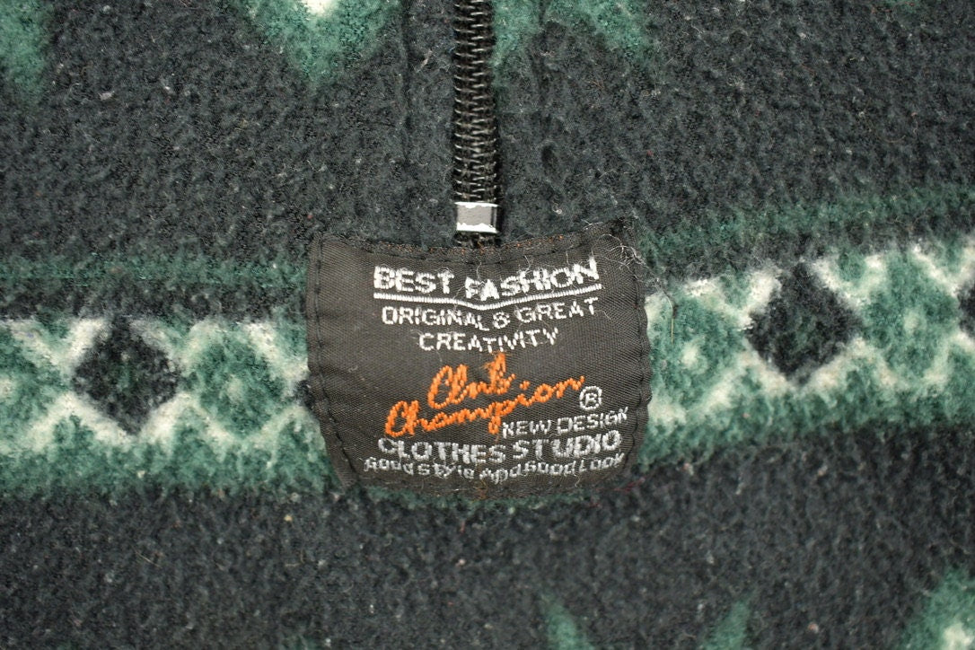 Vintage 1990s Abstract Quarter Zip Fleece Sweater
