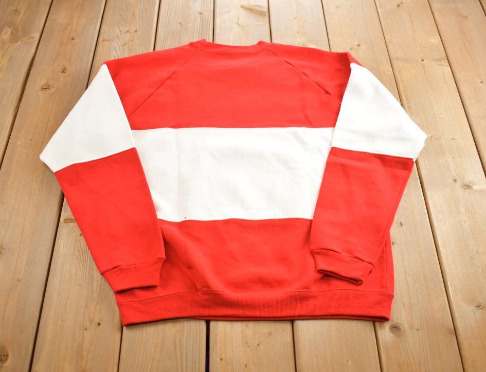 Vintage 1990 MLB Baseball World Series Cincinatti Reds Colorblock Crewneck Sweatshirt Made In USA