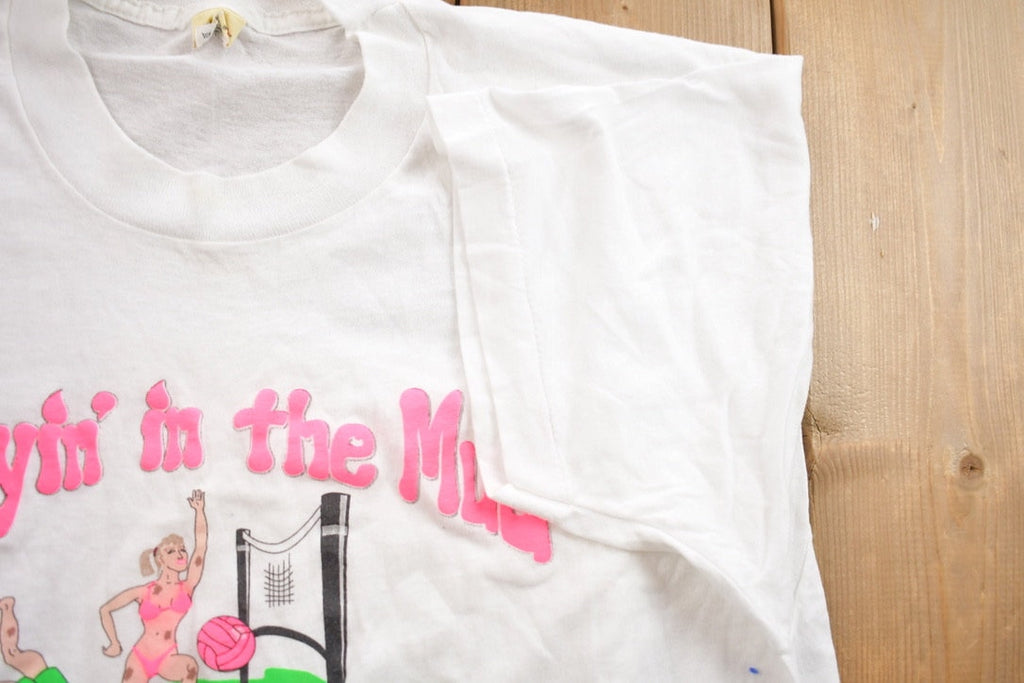 Vintage 1990s Playin' In The Mud Volleyball Graphic T-Shirt