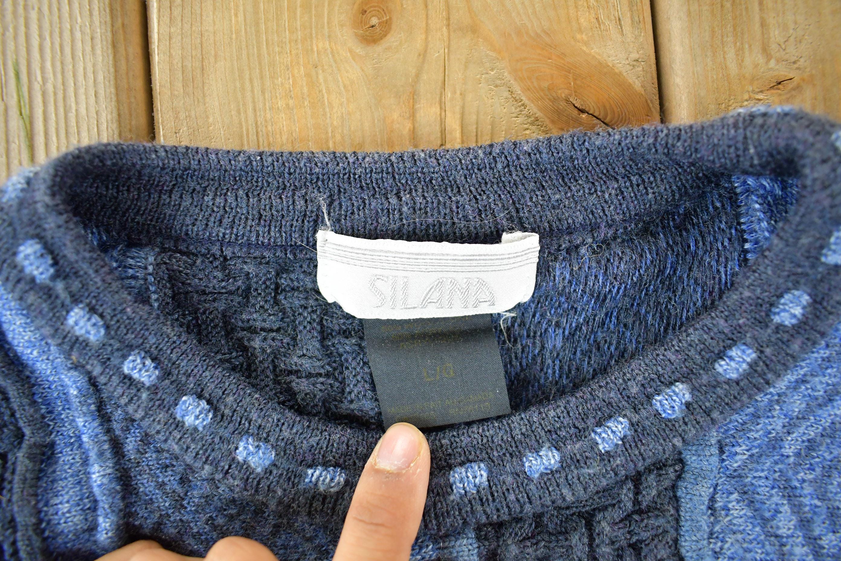 Vintage 1990s Slana 3D Cable Knit Crewneck Sweater Men's Large