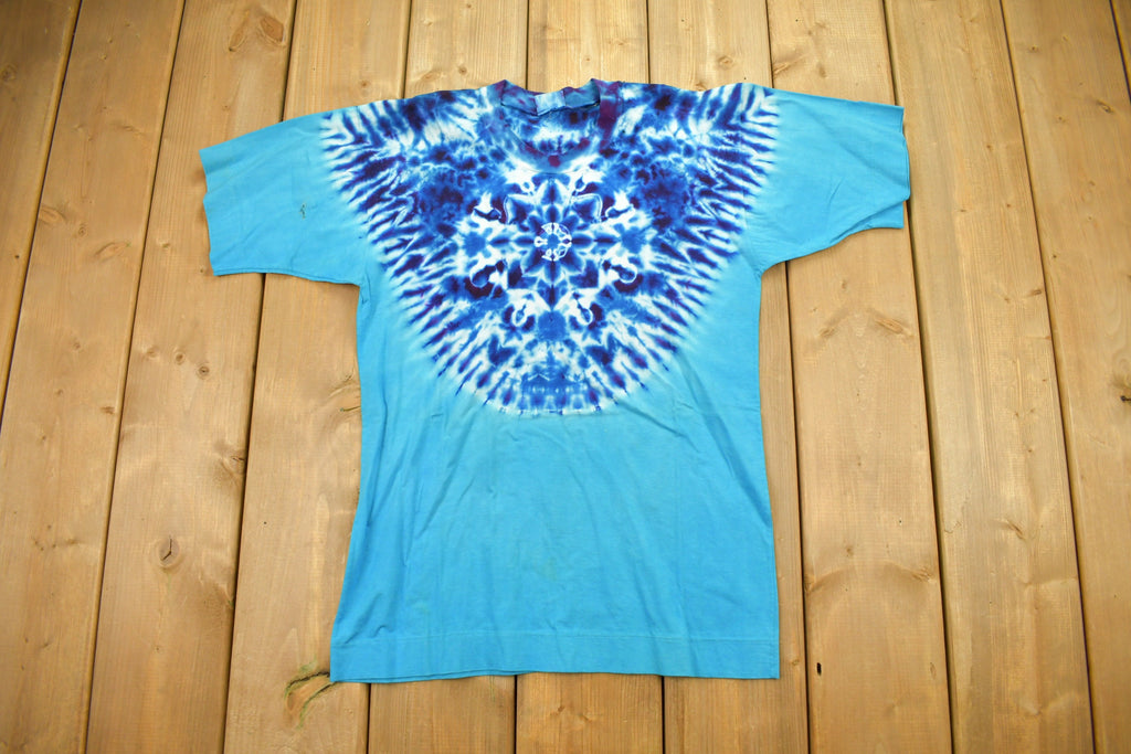 Vintage 1990s Blue Tie Dye Graphic T Shirt
