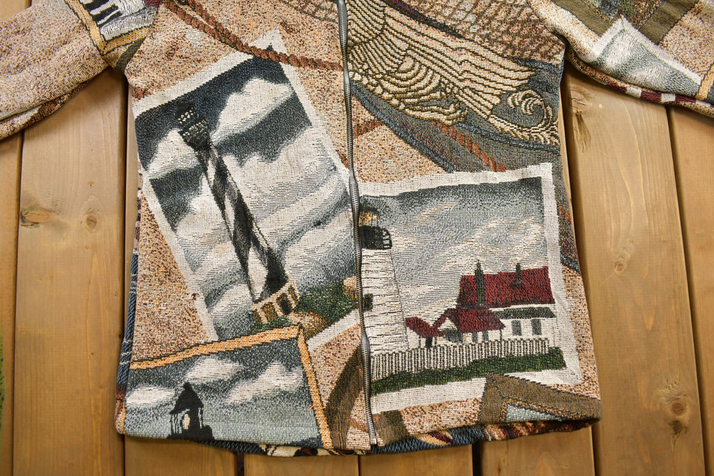Vintage 1990s Fishing Themed Quilt Jacket