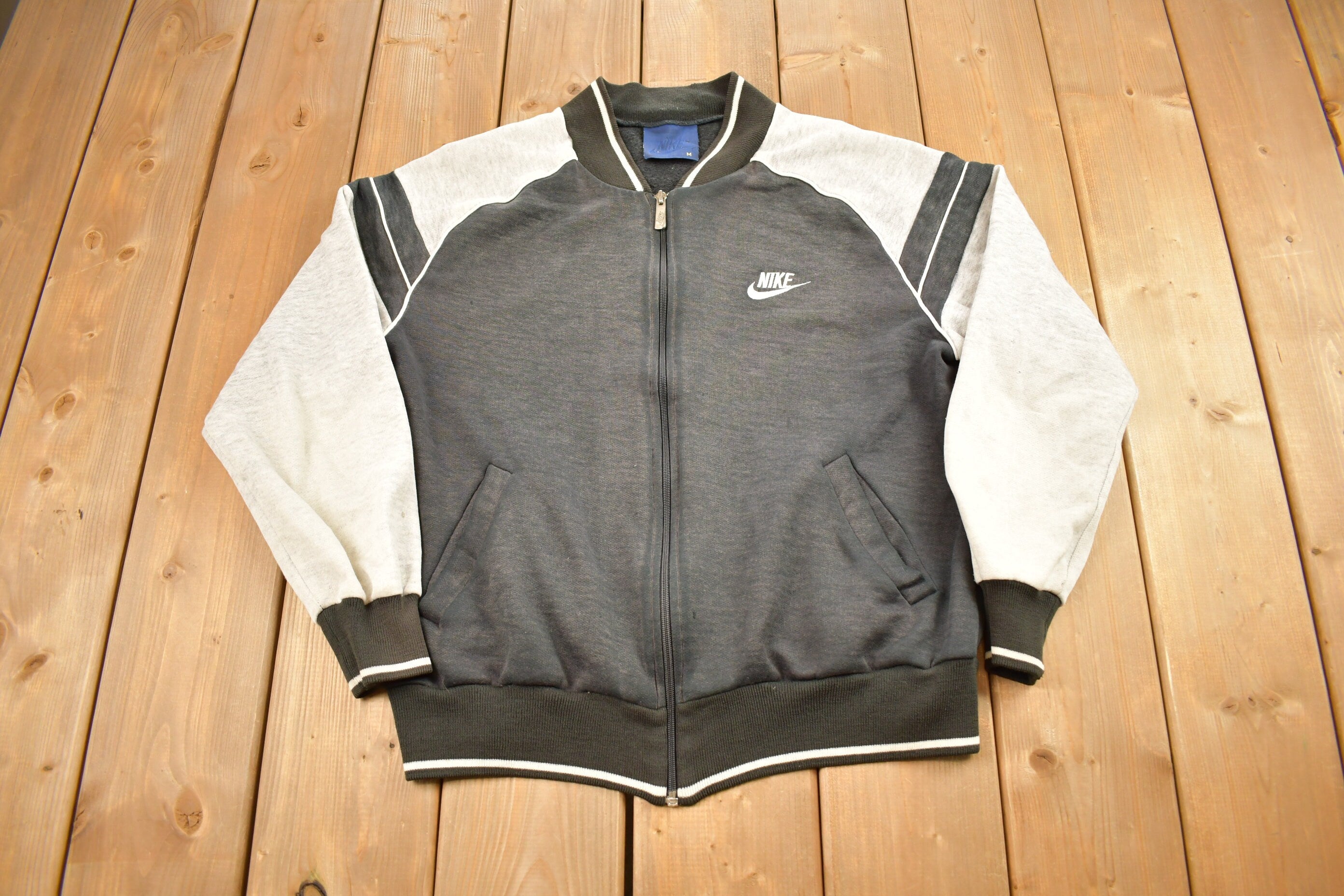 Vintage 1980s Nike Mini Logo Zip Up Sweater