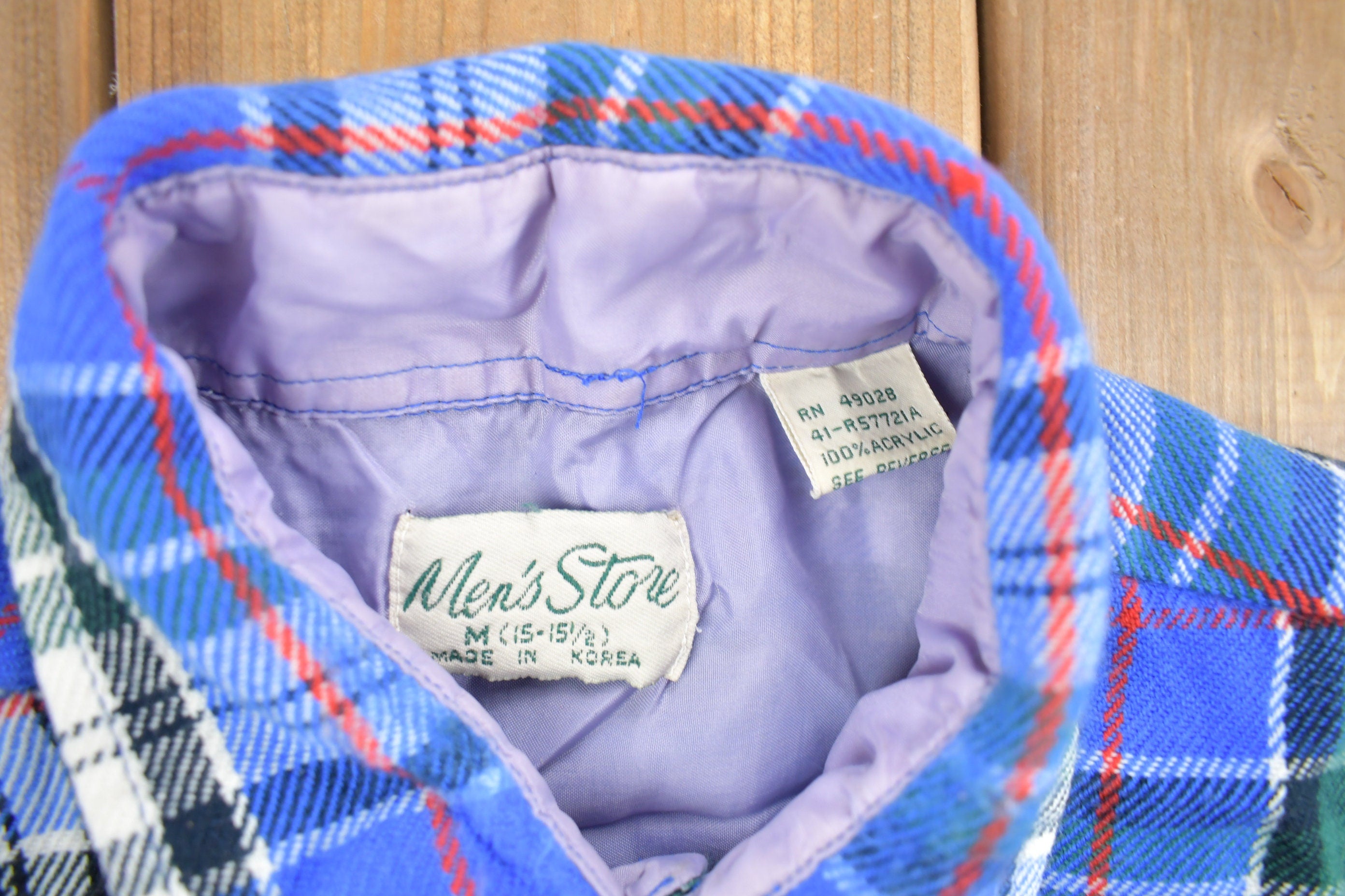 Vintage 1990s Mens Store Plaid Flannel Button Up Shirt