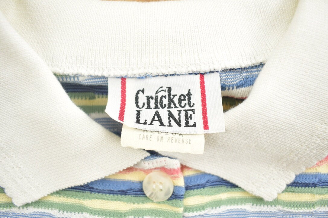 Vintage 1990s Cricket Lane Striped Collard T Shirt
