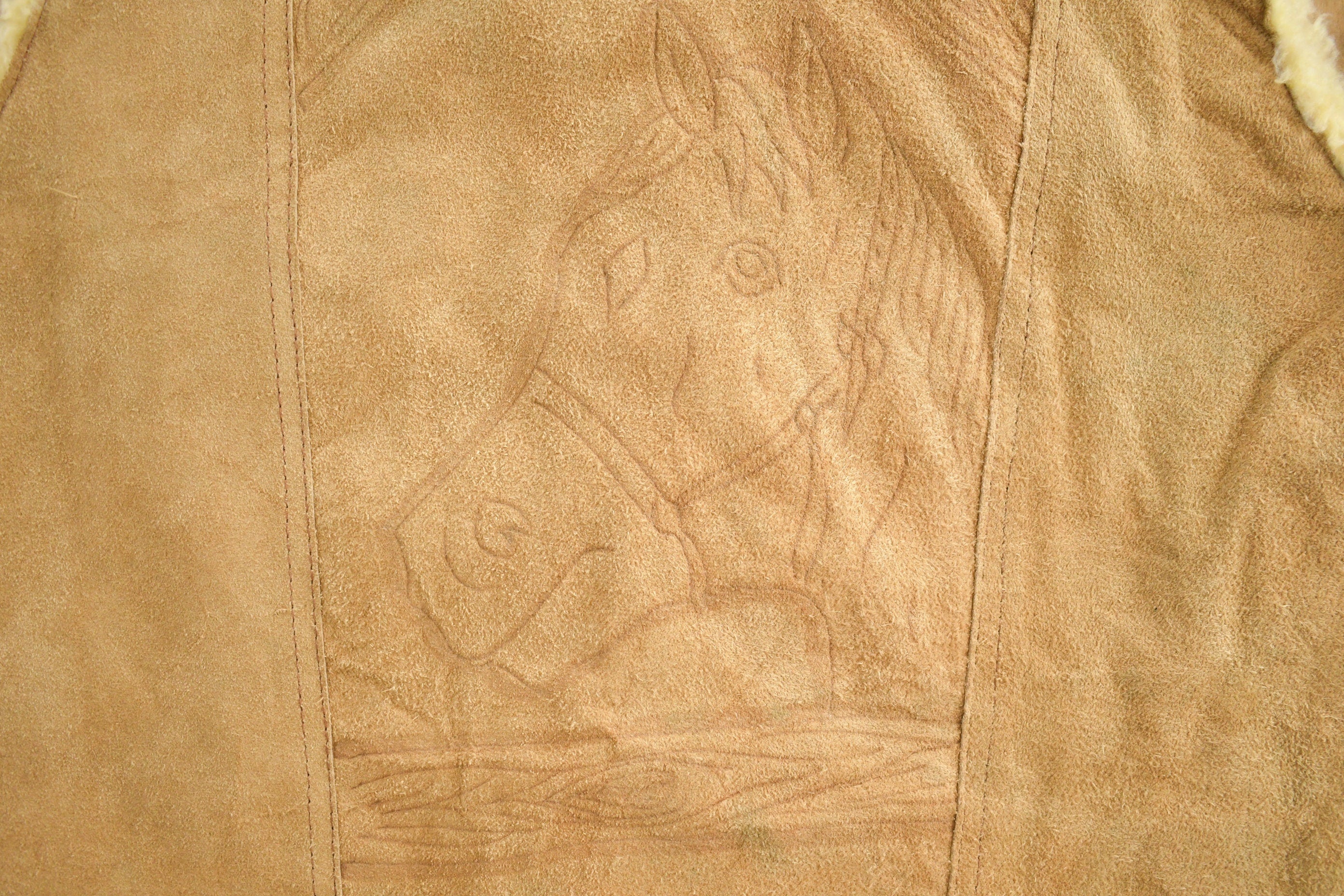 Vintage 1990s Leather Horse Western Sherpa Vest
