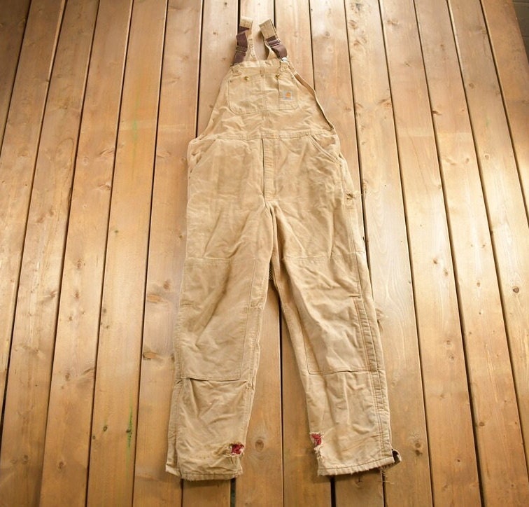 Vintage 1990s Carhartt Double Knee Canvas Overalls Size 40 x 34