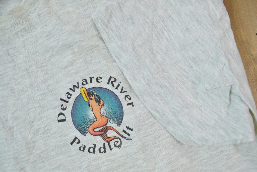 Vintage 1990s Delaware River Paddle Mermaid Graphic Souvenir Travel T-Shirt Size XL
