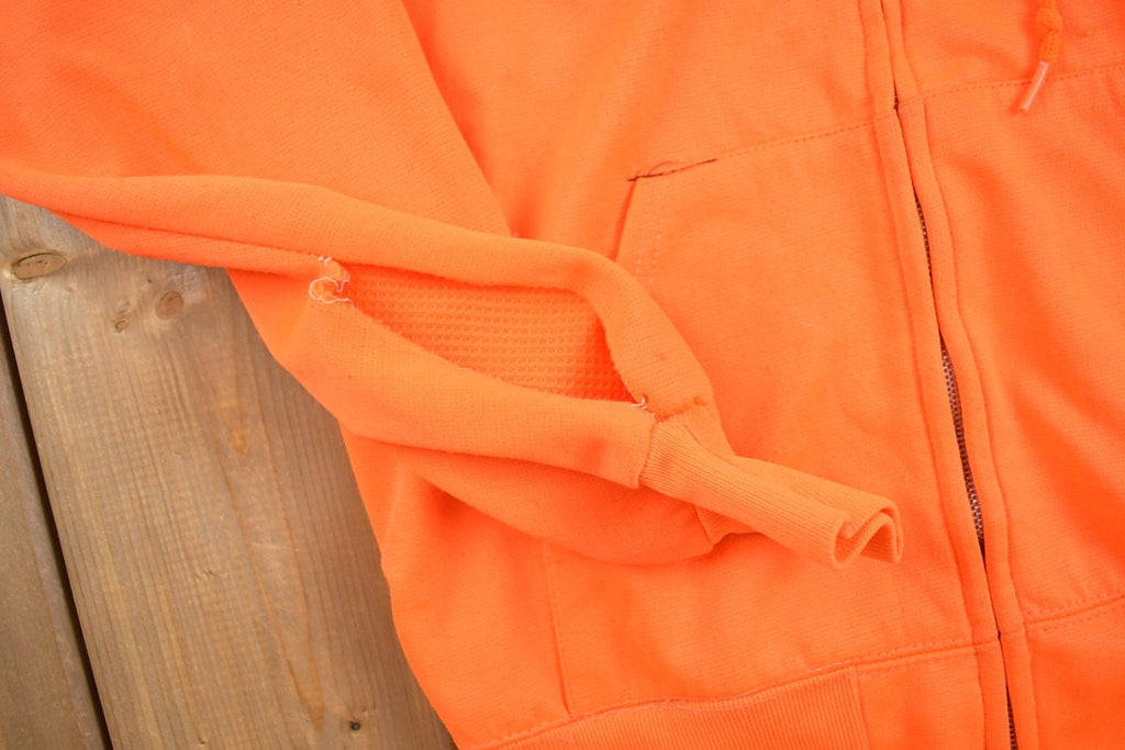 Vintage 1970s Orange Thermal Zip Up Hoodie