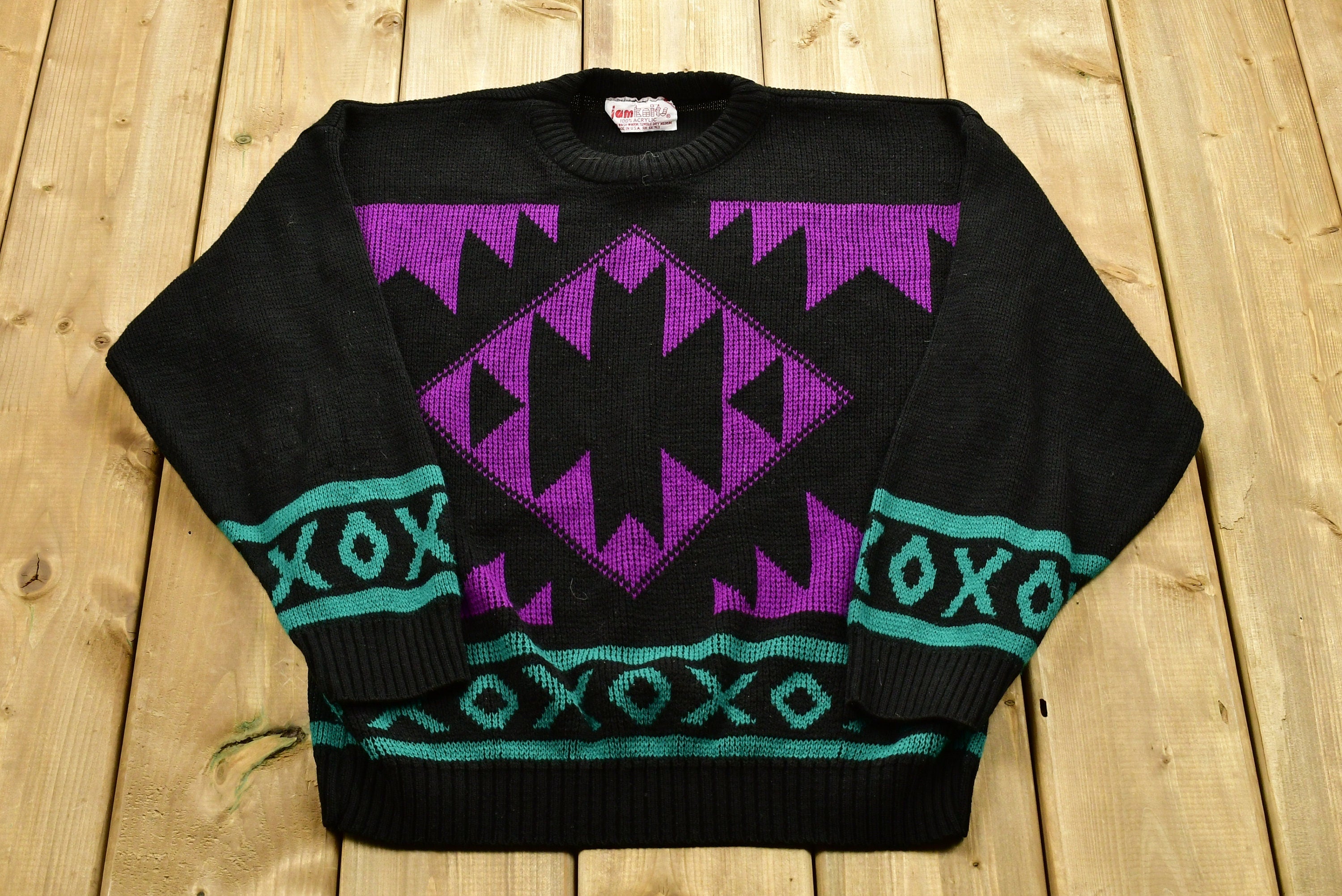 Knit Navajo-Style Pattern Sweater /