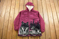 Vintage 1990s Winter Wolf Theme Fleece Sweater