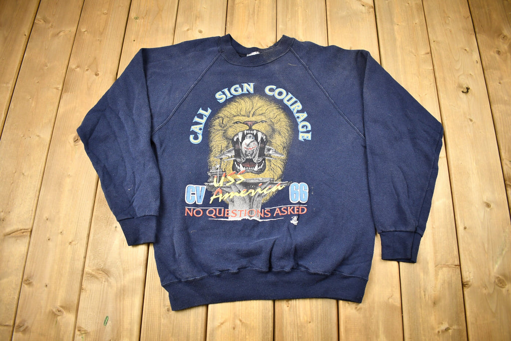 Vintage 1980s Call Sign Courage USS America Crewneck Sweatshirt