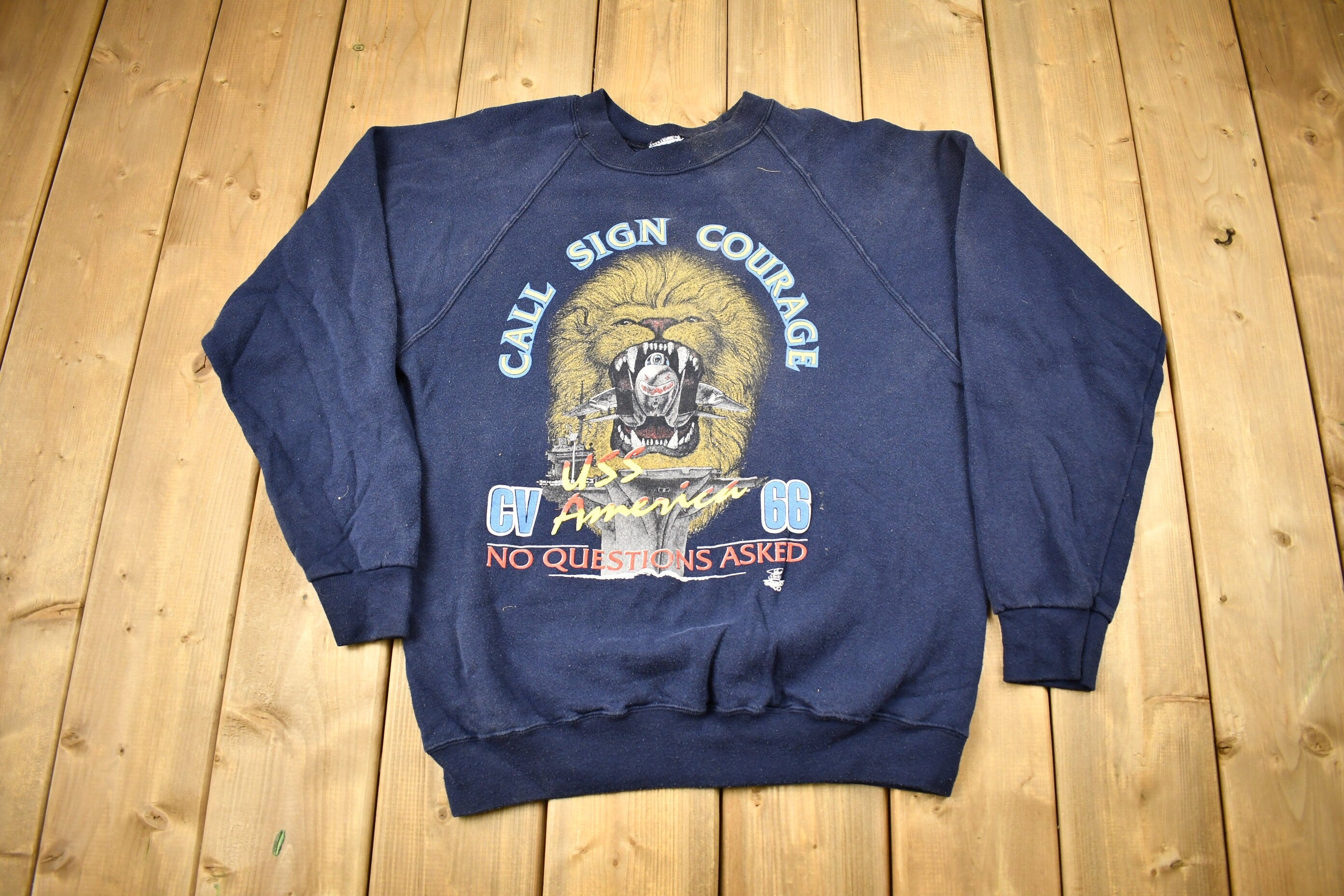 Vintage 1980s Call Sign Courage USS America Crewneck Sweatshirt