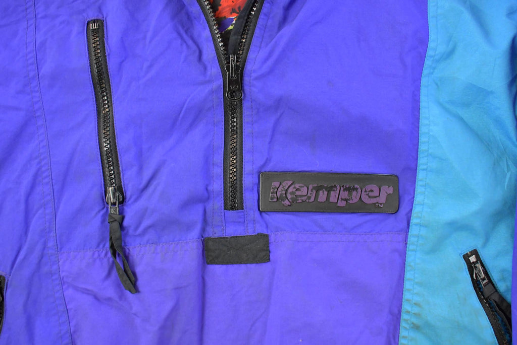 Vintage 1990s Kemper Clothing Ski Snowboard Anorak Jacket Men's XL / Abstract Pattern Art Print / Athletic Winter