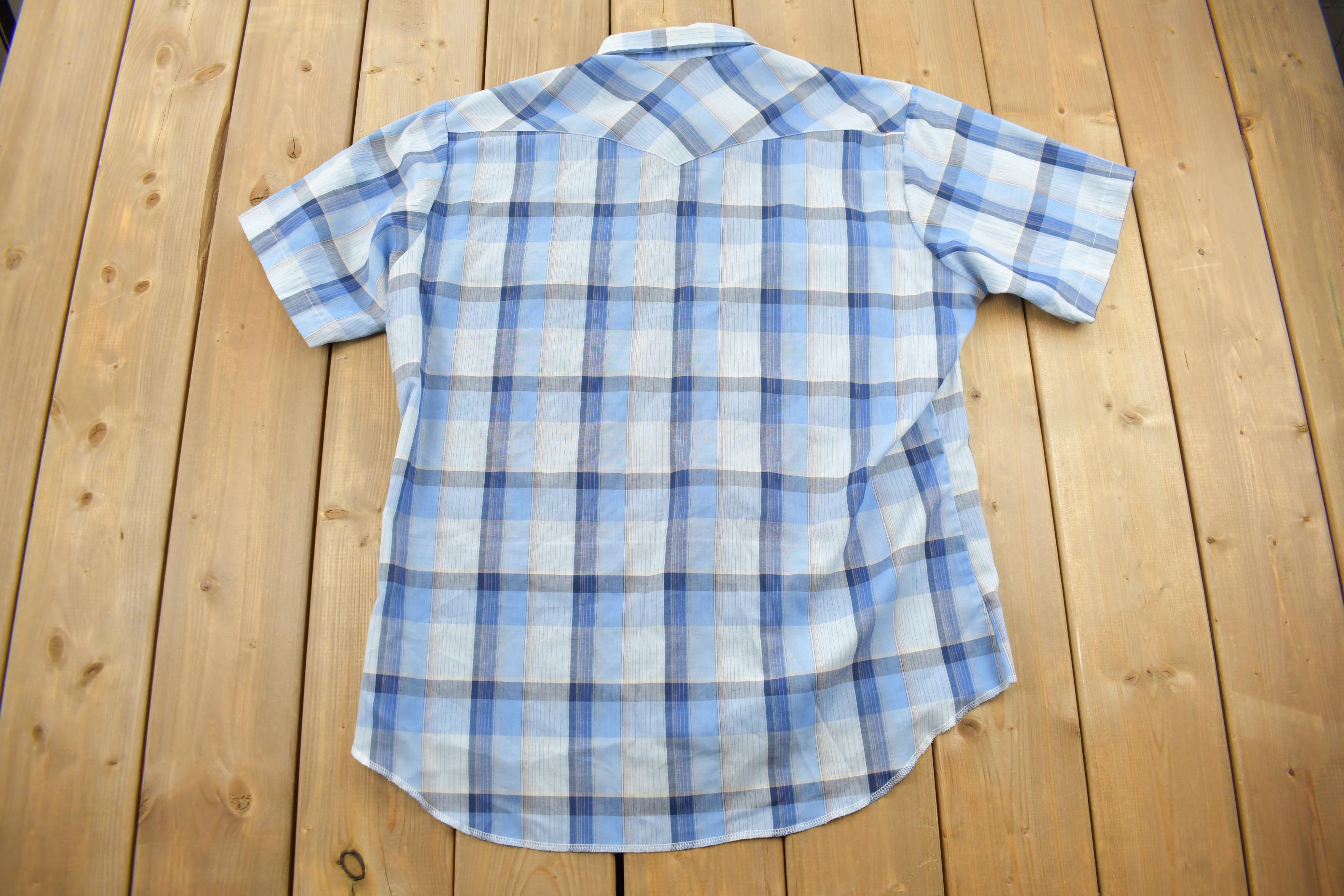 Vintage 1990s Wrangler Western Shirts Pearl Snap Short Sleeve Button Up Shirt