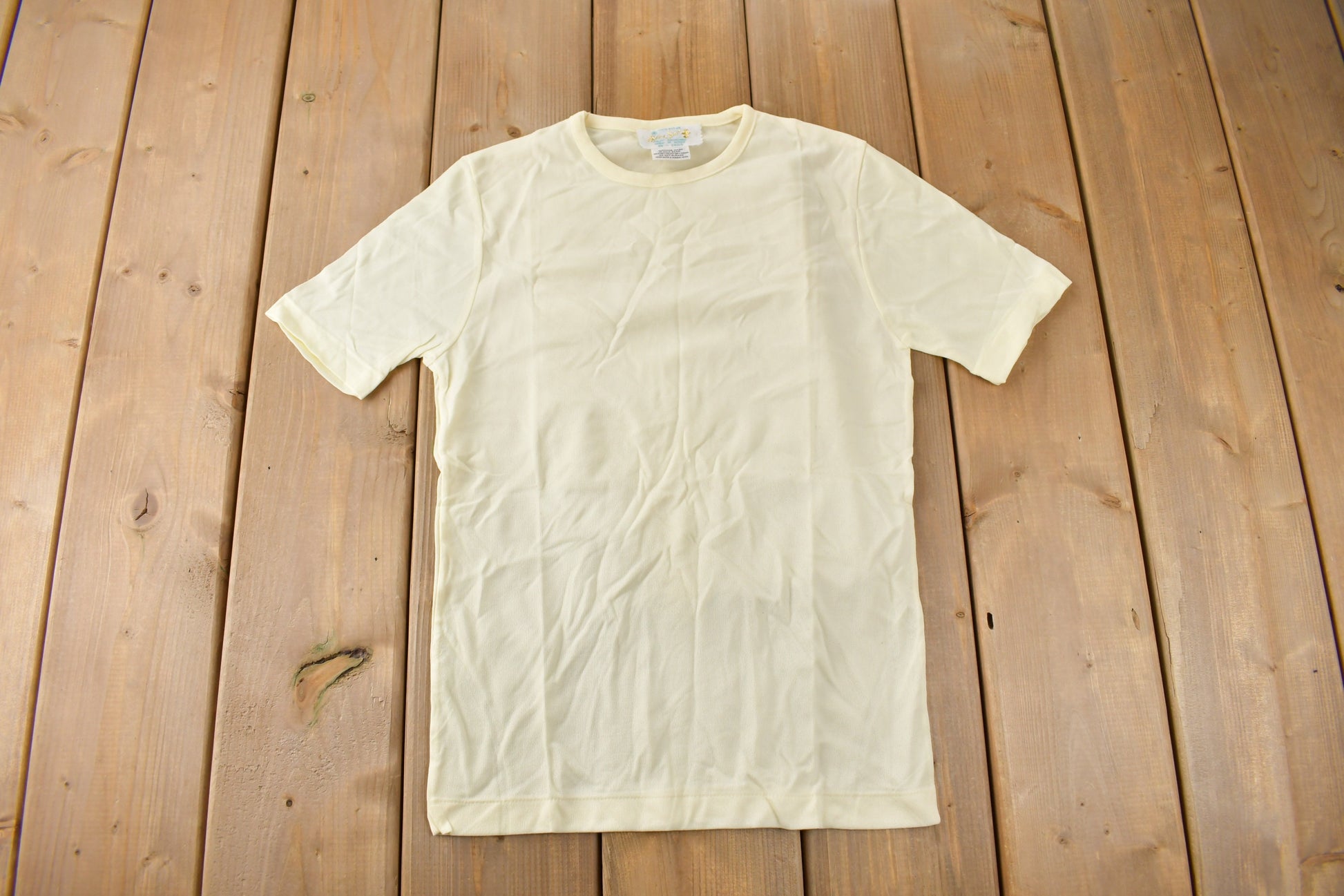 True Vintage 1960s Deadstock Helen Blank Yellow Nylon T Shirt