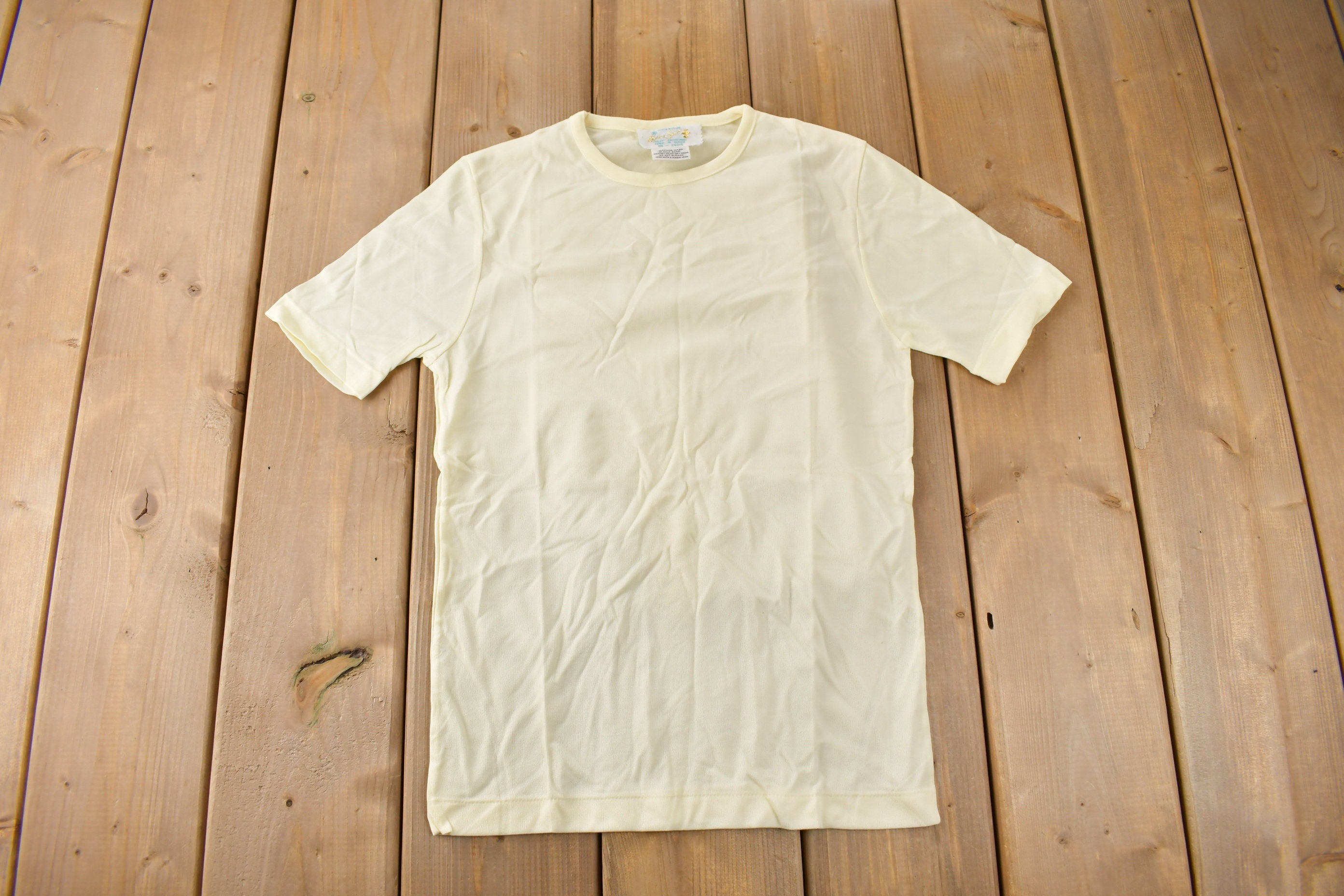True Vintage 1960s Deadstock Helen Blank Yellow Nylon T Shirt