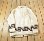Vintage 1980s Knit Collared Abstract Pattern Cardigan Sweater